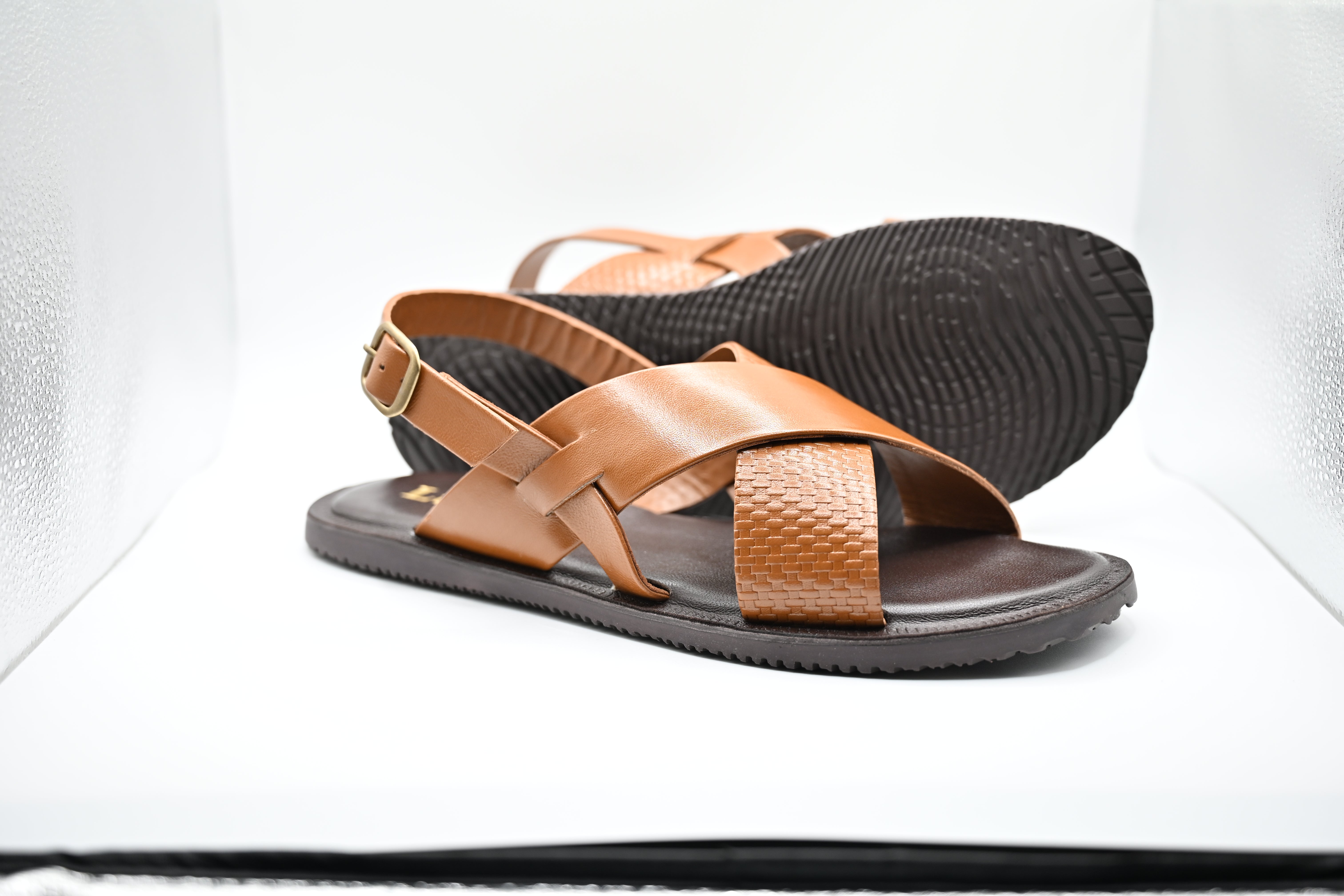 Lucini Mens Leather Cross Strap Sandals 62333 | Premium Tan Comfort Brown / 12 Lucini Mens Leather Cross Strap Sandals 62333 | Premium Tan Comfort Brown / 12