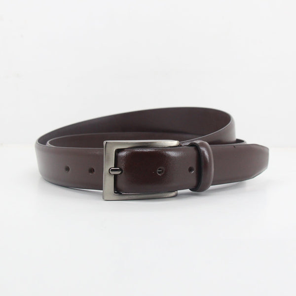 ITLY1 - Genuine Italian Leather Metal Buckle Belt (Brown)