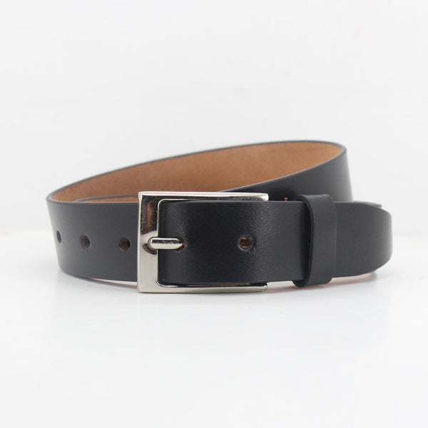 FM01 - Plain Leather Metal Buckle Belt (Black)