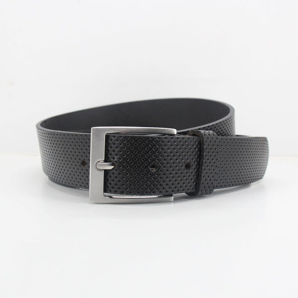 CS01 - Perf Leather Metal Buckle Belt (Black)
