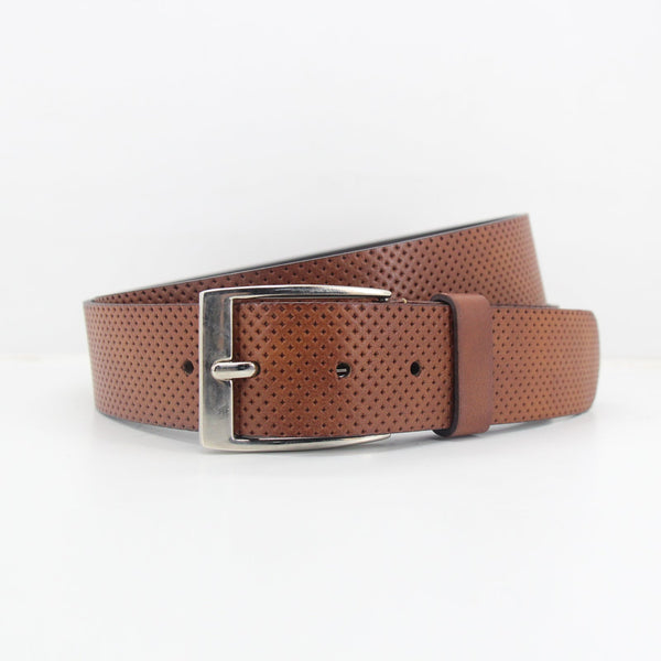 CS01 - Perf Leather Metal Buckle Belt (Tan)