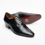 Mens Cuban Heel Leather Shoes - 26286 Black