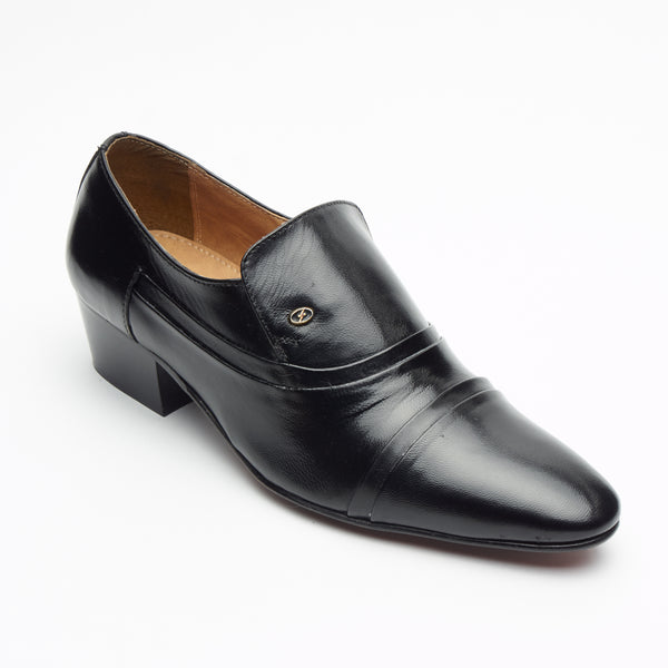 Mens Cuban Heel Leather Shoes 26287 Black Lucini Shoes
