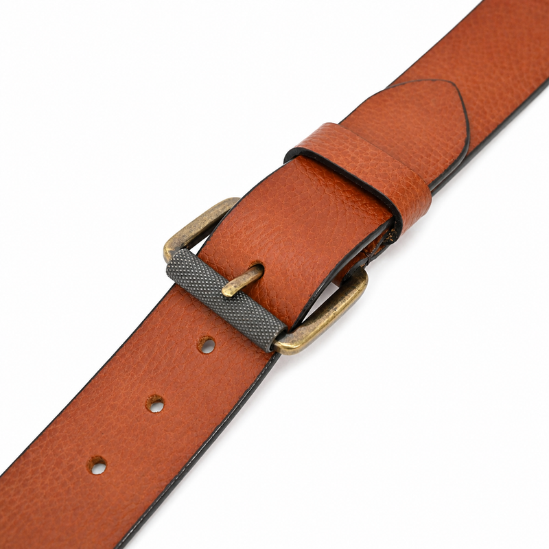 Lucini Men’s Textured Leather Statement Belt 013 – Cognac