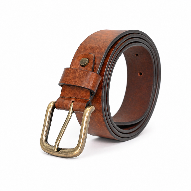 Lucini Men’s Handcrafted Leather Classic Belt 009 – Dark Brown