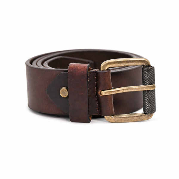 Lucini Men’s Distressed Antique Buckle Belt 017 – Choc. Brown