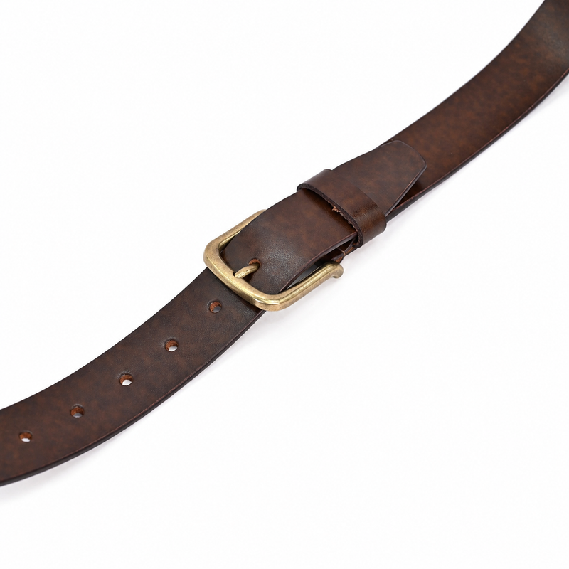 Lucini Men’s Vintage Leather Casual Belt 009 – Dark Brown