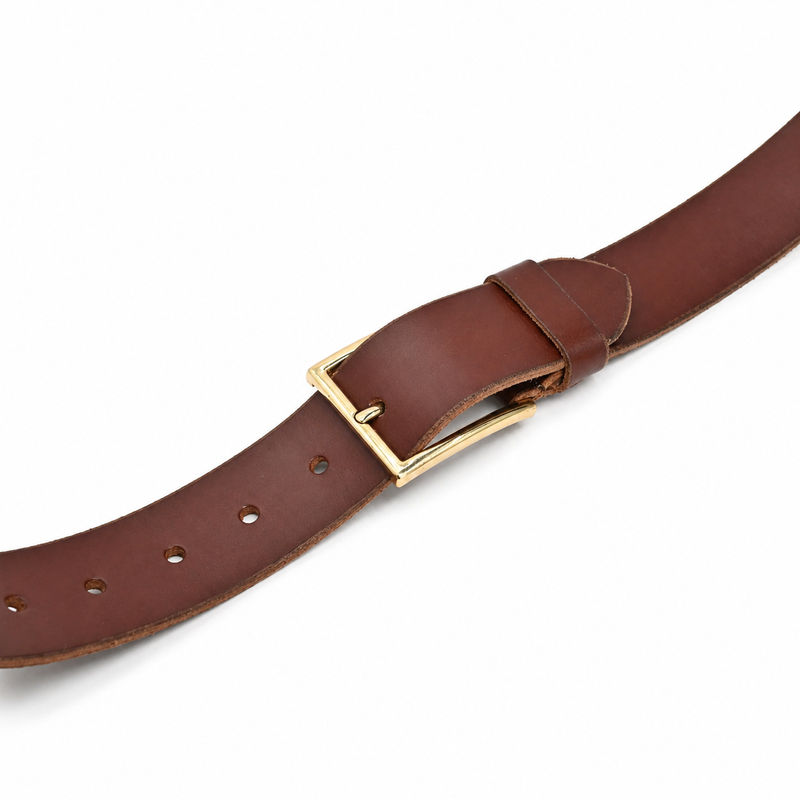 Lucini Men’s Smooth Leather Gold Buckle Belt 044 – Light Tan