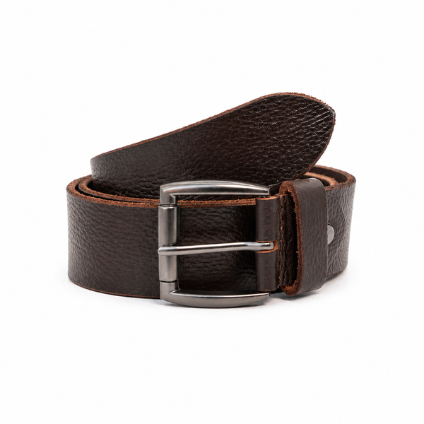 Lucini Men’s Pebbled Leather Casual Belt 013 – Brown
