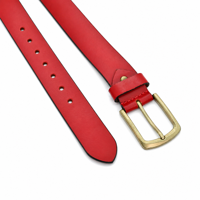 Lucini Men’s Bold Genuine Leather Casual Belt 006 – Red