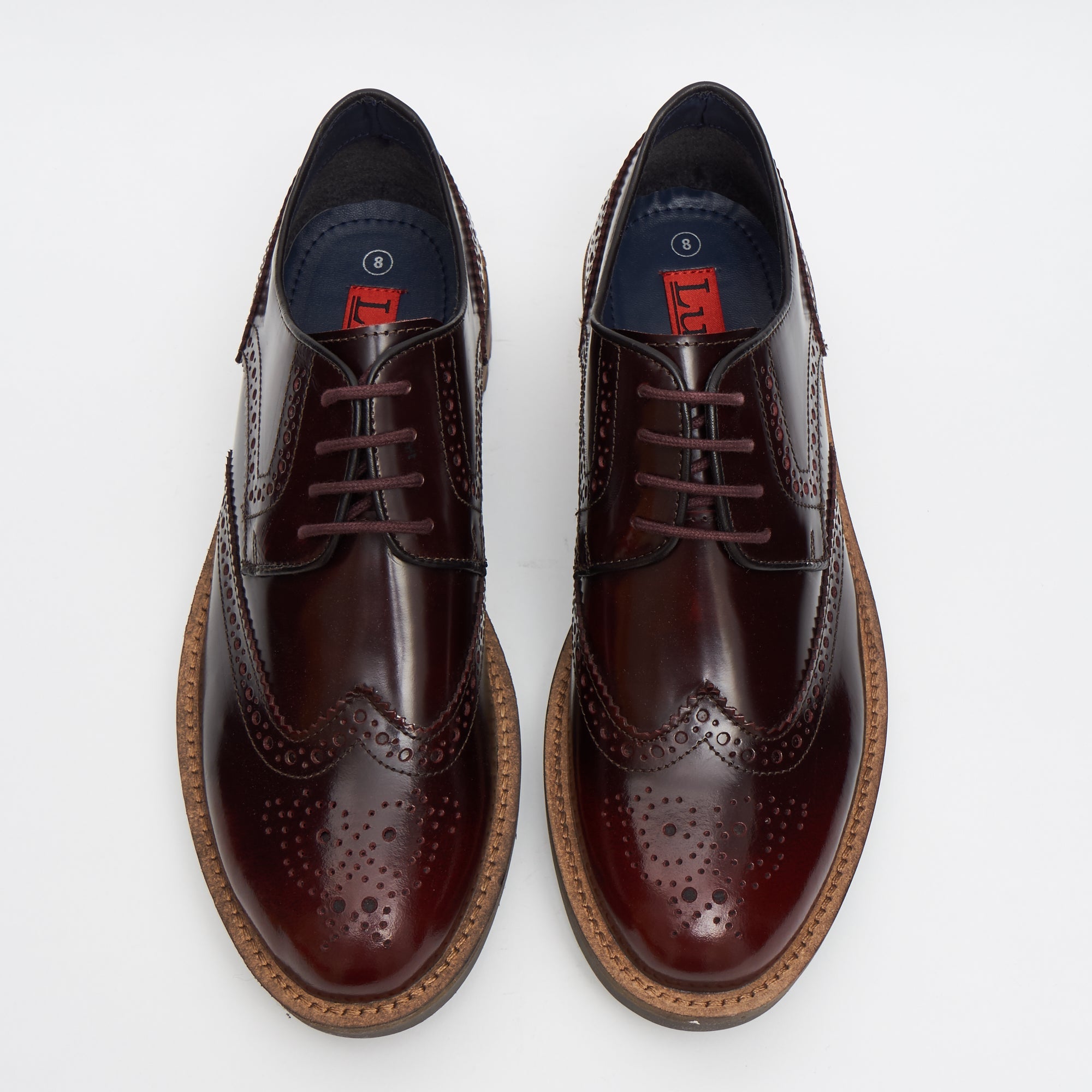 15703 - Leather Brogue Lace Up Shoes (Bordo)