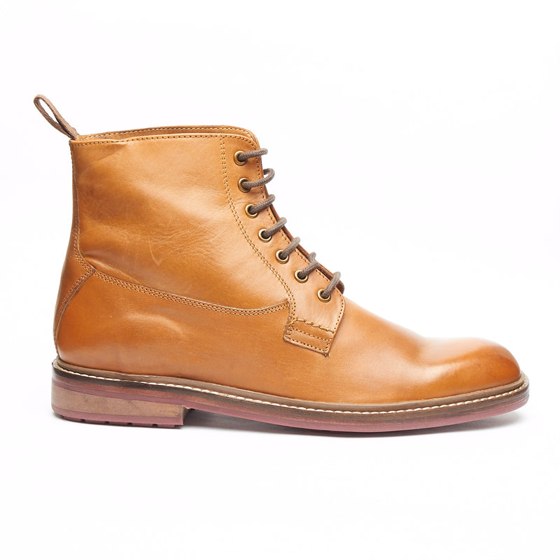 Lucini Men’s Wide Lace-Up Derby Boots Premium Leather 17920 – Tan