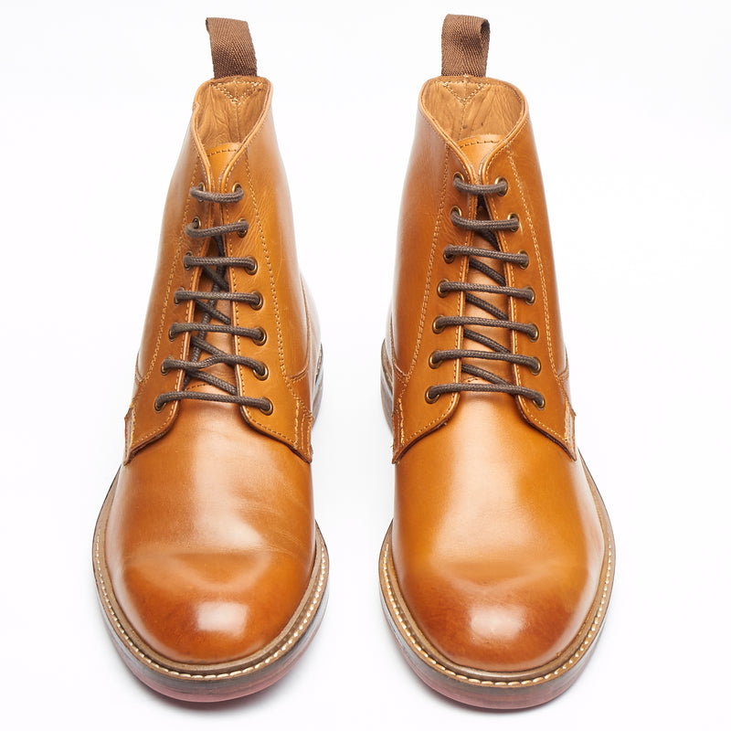 Lucini Men’s Wide Lace-Up Derby Boots Premium Leather 17920 – Tan