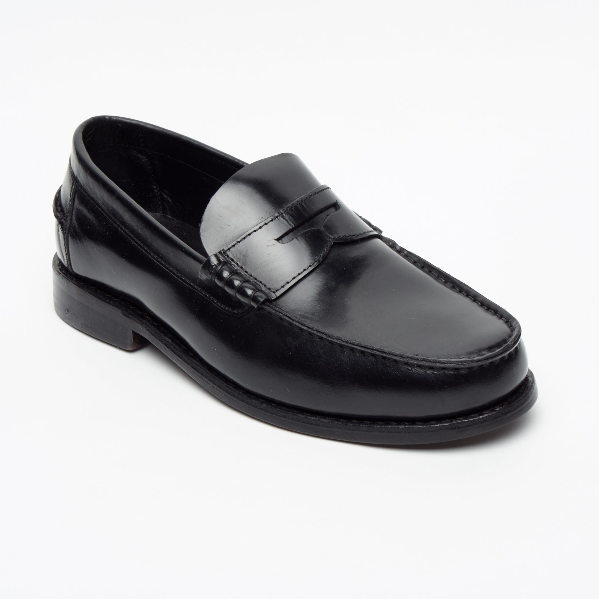 Lucini Mens Leather Penny Loafer Slip On Shoes Black - 17925