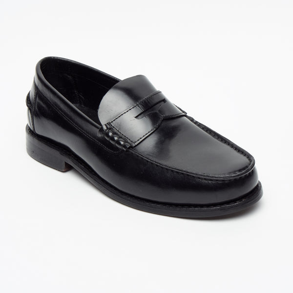 Lucini Mens Leather Penny Loafer Slip On Shoes Black - 17925