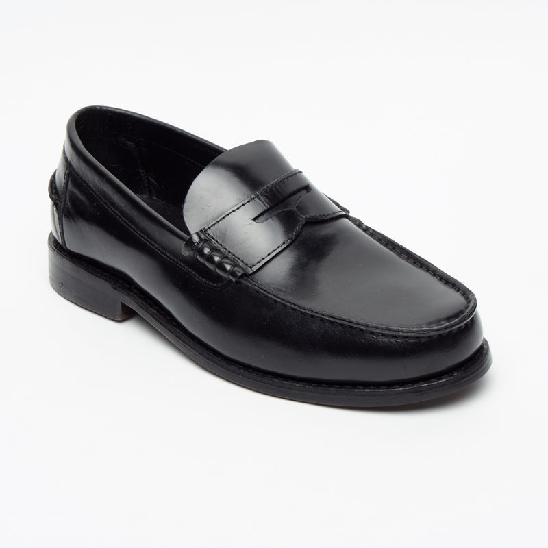 Lucini Mens Leather Penny Loafer Slip On Shoes Black - 17925