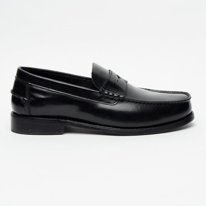 Lucini Mens Leather Penny Loafer Slip On Shoes Black - 17925