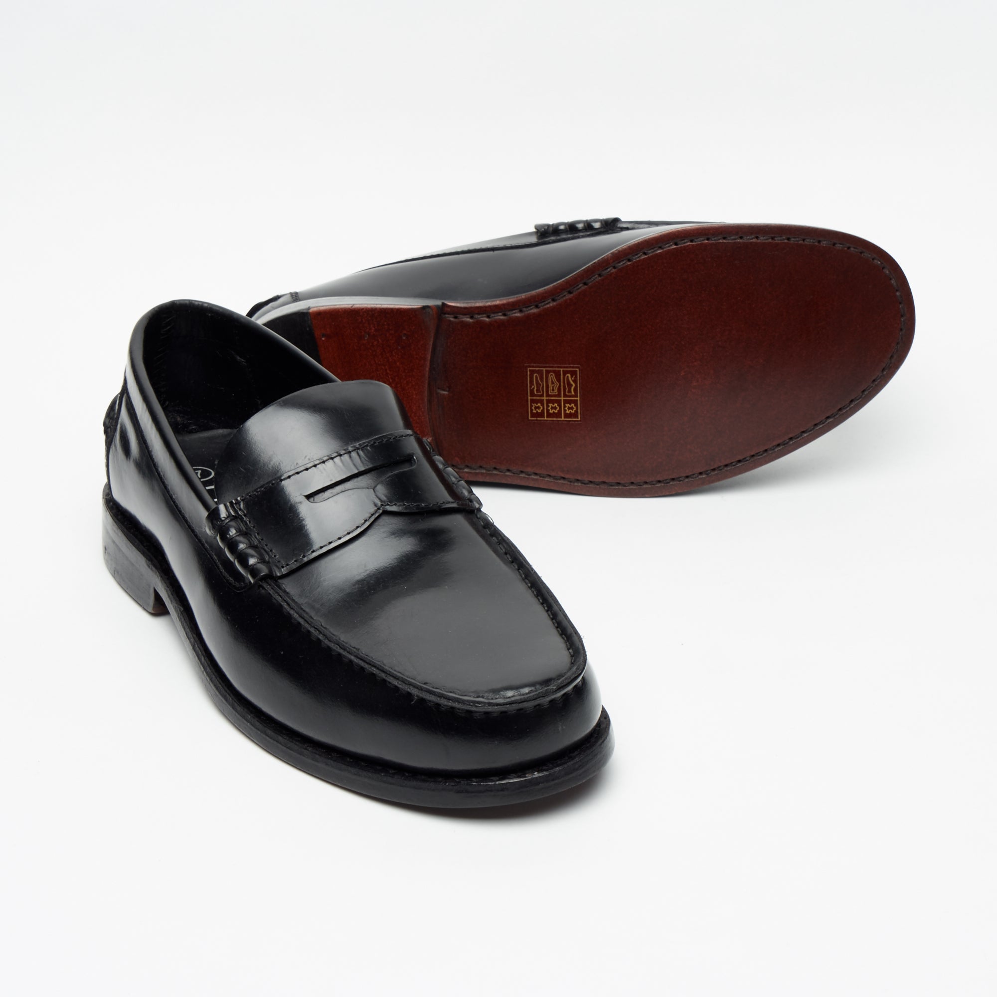Lucini Mens Leather Penny Loafer Slip On Shoes Black - 17925