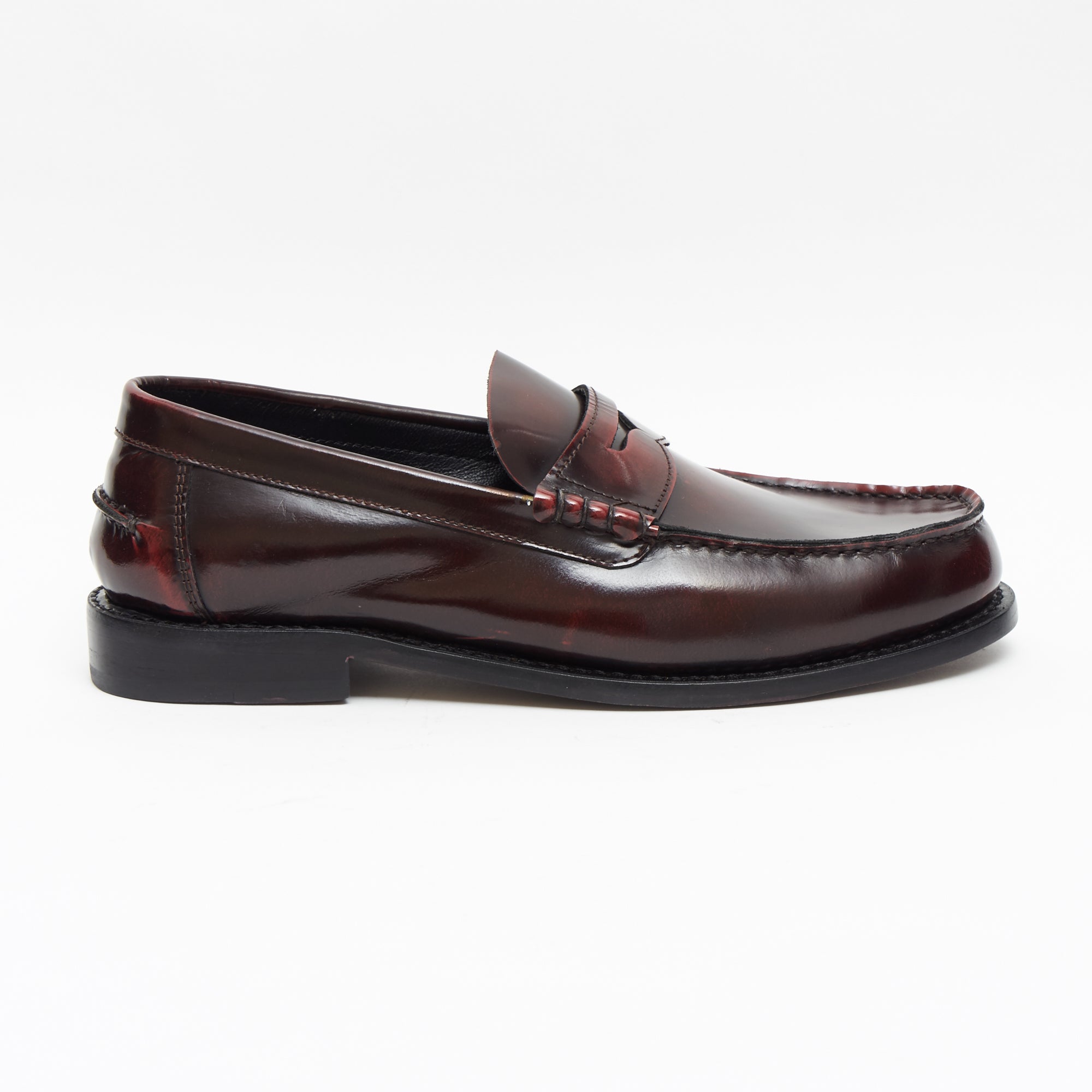 Lucini Mens Leather Penny Loafer Slip On Shoes Oxblood - 17925