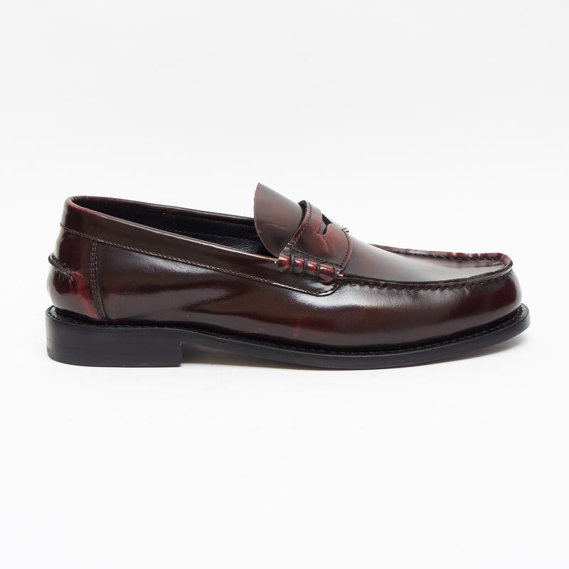 Lucini Mens Leather Penny Loafer Slip On Shoes Oxblood - 17925