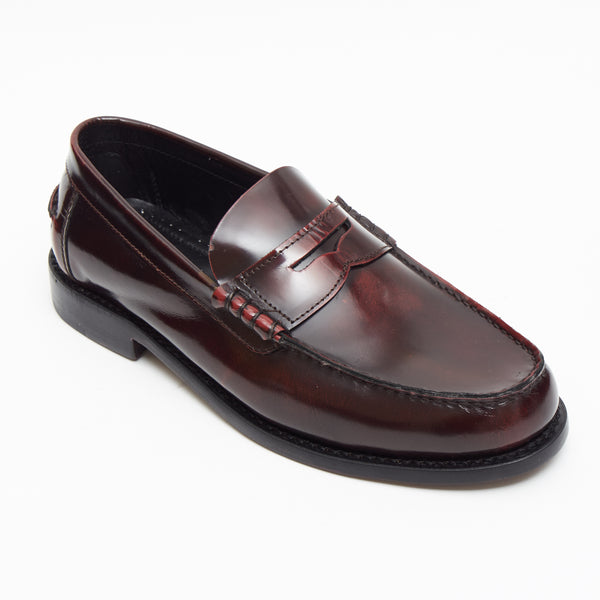 Lucini Mens Leather Penny Loafer Slip On Shoes Oxblood - 17925