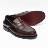 Lucini Mens Leather Penny Loafer Slip On Shoes Oxblood - 17925