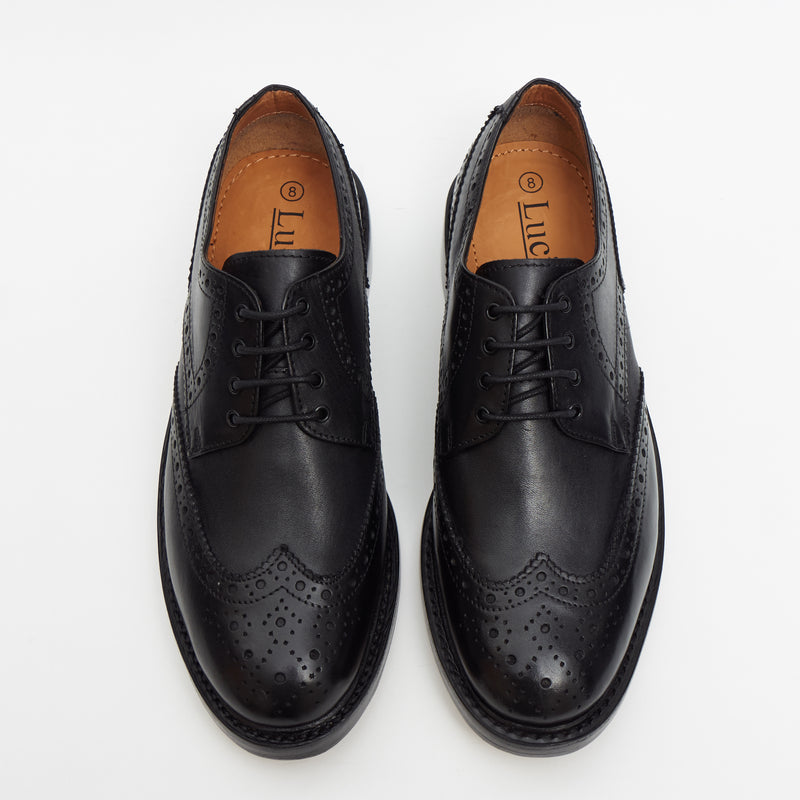 Lucini Men’s Goodyear Welted Brogue Shoes 17941 – Black