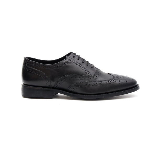 Classic Black Leather Brogue Oxford Shoes for Men – Goodyear Welted - 18002