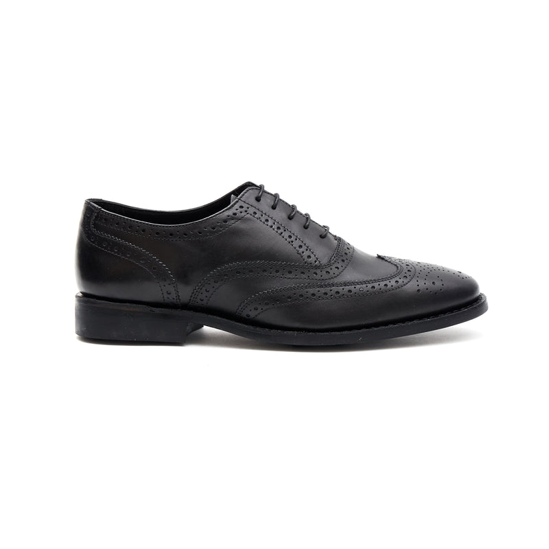 Classic Black Leather Brogue Oxford Shoes for Men – Goodyear Welted - 18002