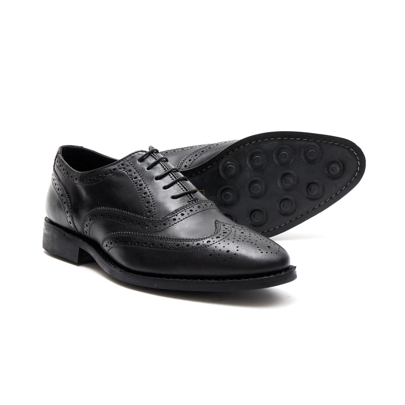 Classic Black Leather Brogue Oxford Shoes for Men – Goodyear Welted - 18002