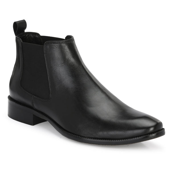 2148 - Leather Slip On Chelsea Ankle Boots (Black)