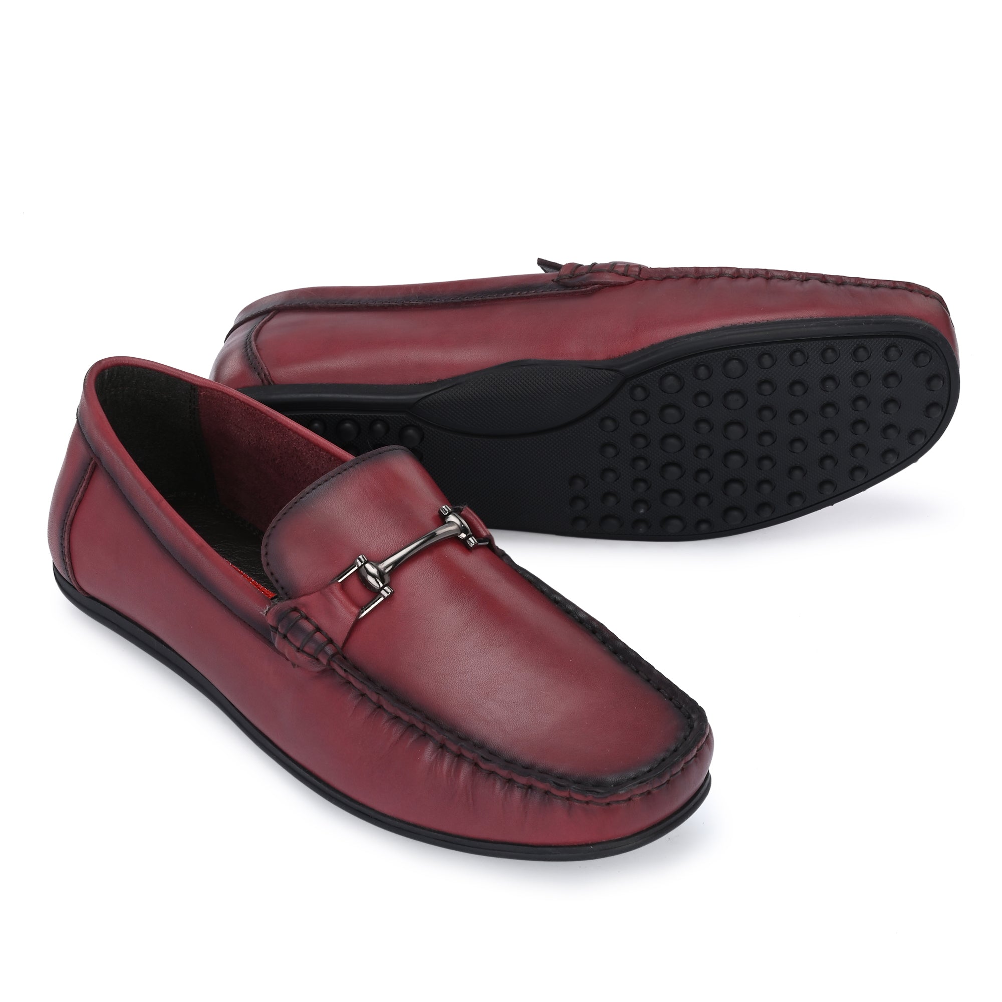 2149 - T-Bar Driver Loafer Slip On Shoes (Bordo)