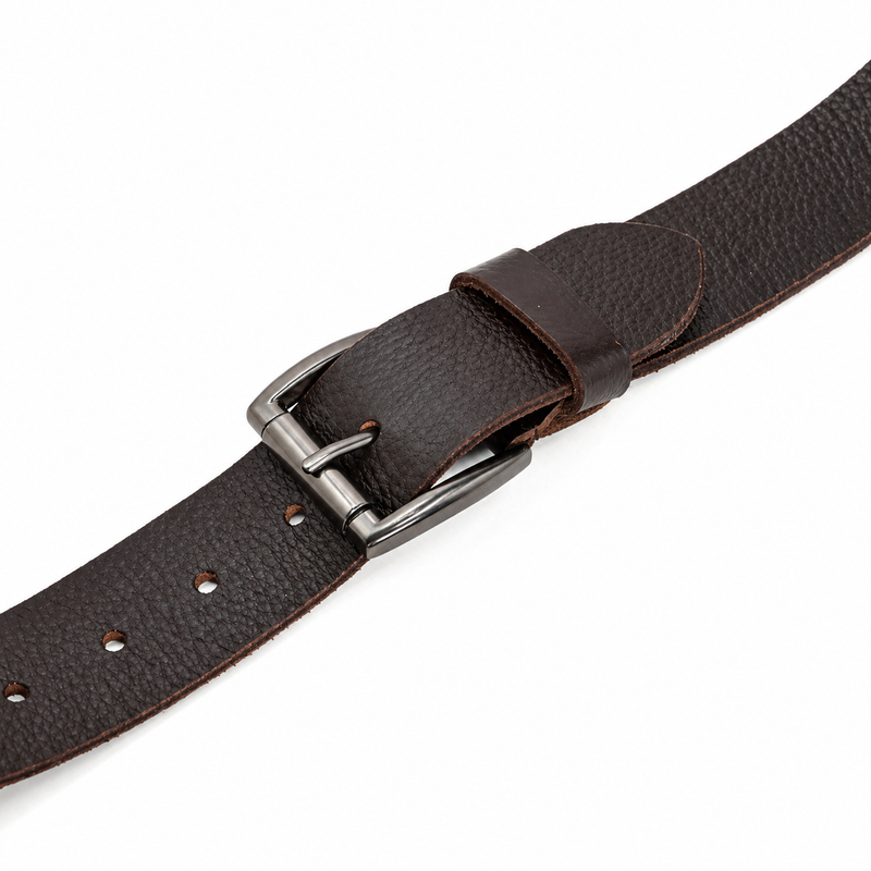 Lucini Men’s Pebbled Leather Casual Belt 013 – Brown