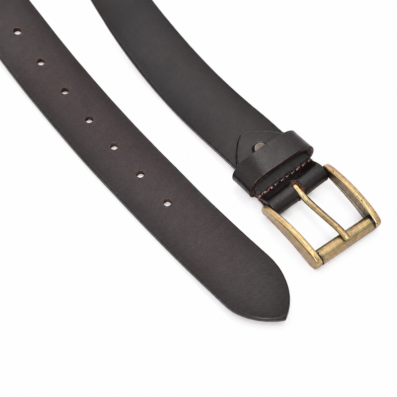Lucini Men’s Vintage Leather Antique Buckle Belt 018 – Brown