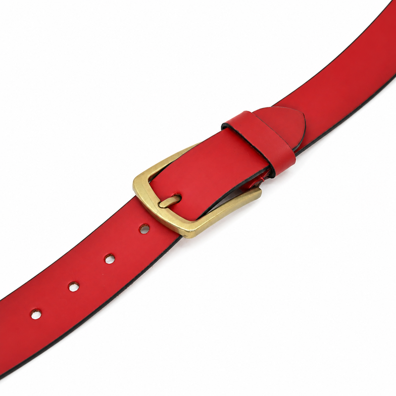 Lucini Men’s Bold Genuine Leather Casual Belt 006 – Red