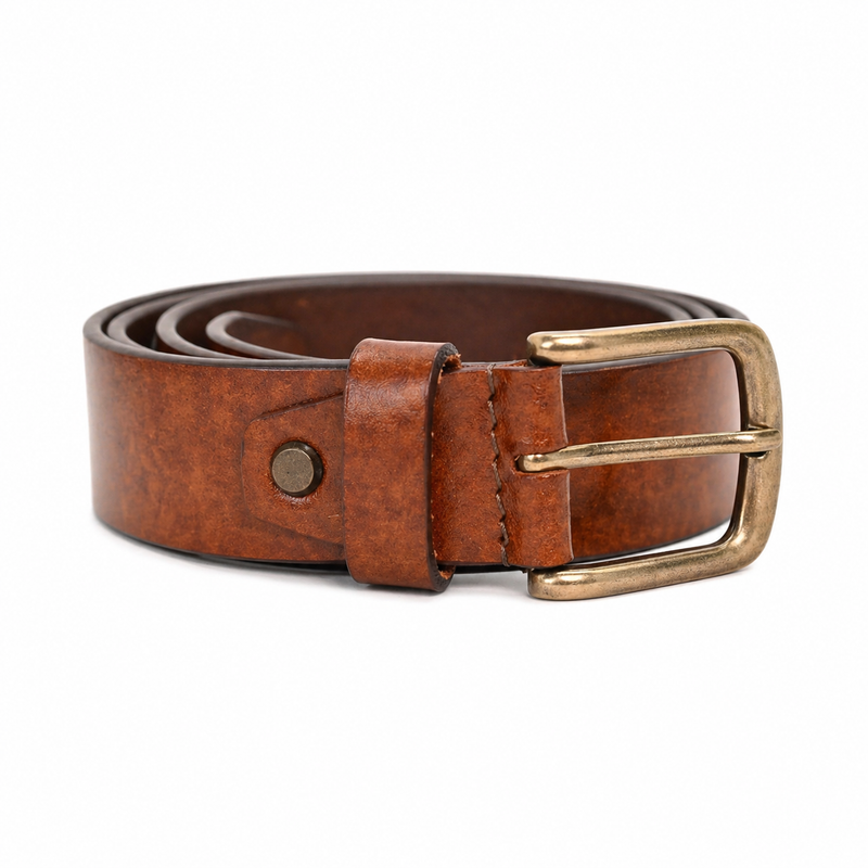 Lucini Men’s Handcrafted Leather Classic Belt 009 – Dark Brown