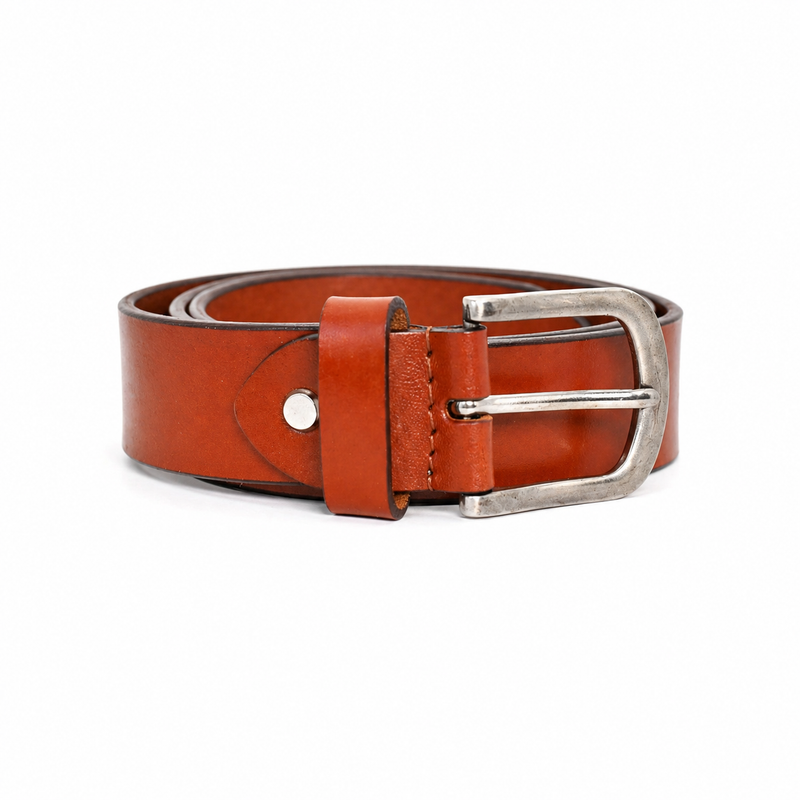 Lucini Men’s Premium Leather Everyday Belt 010 – Cognac