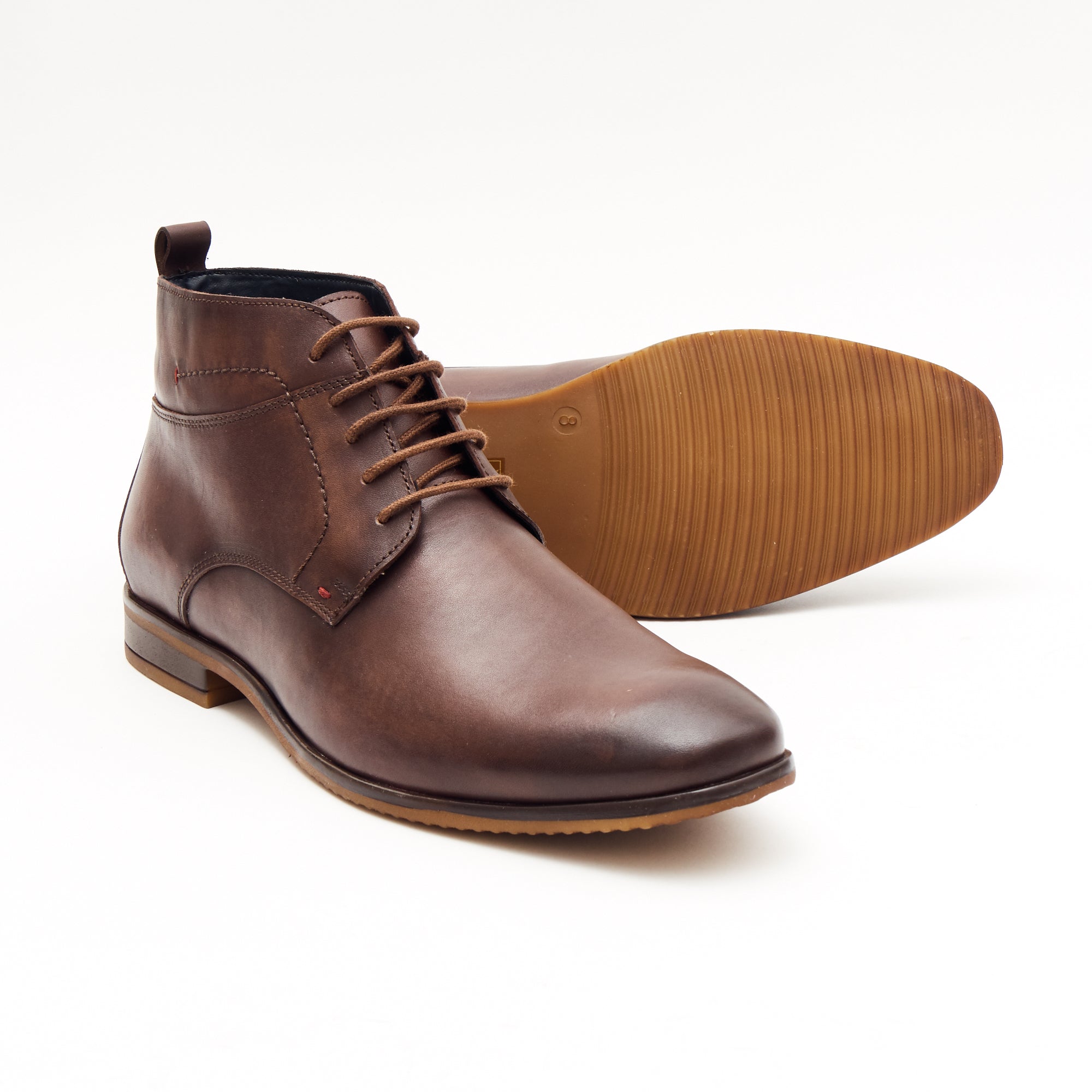 24716 - Leather Lace Up Ankle Boots (Brown)