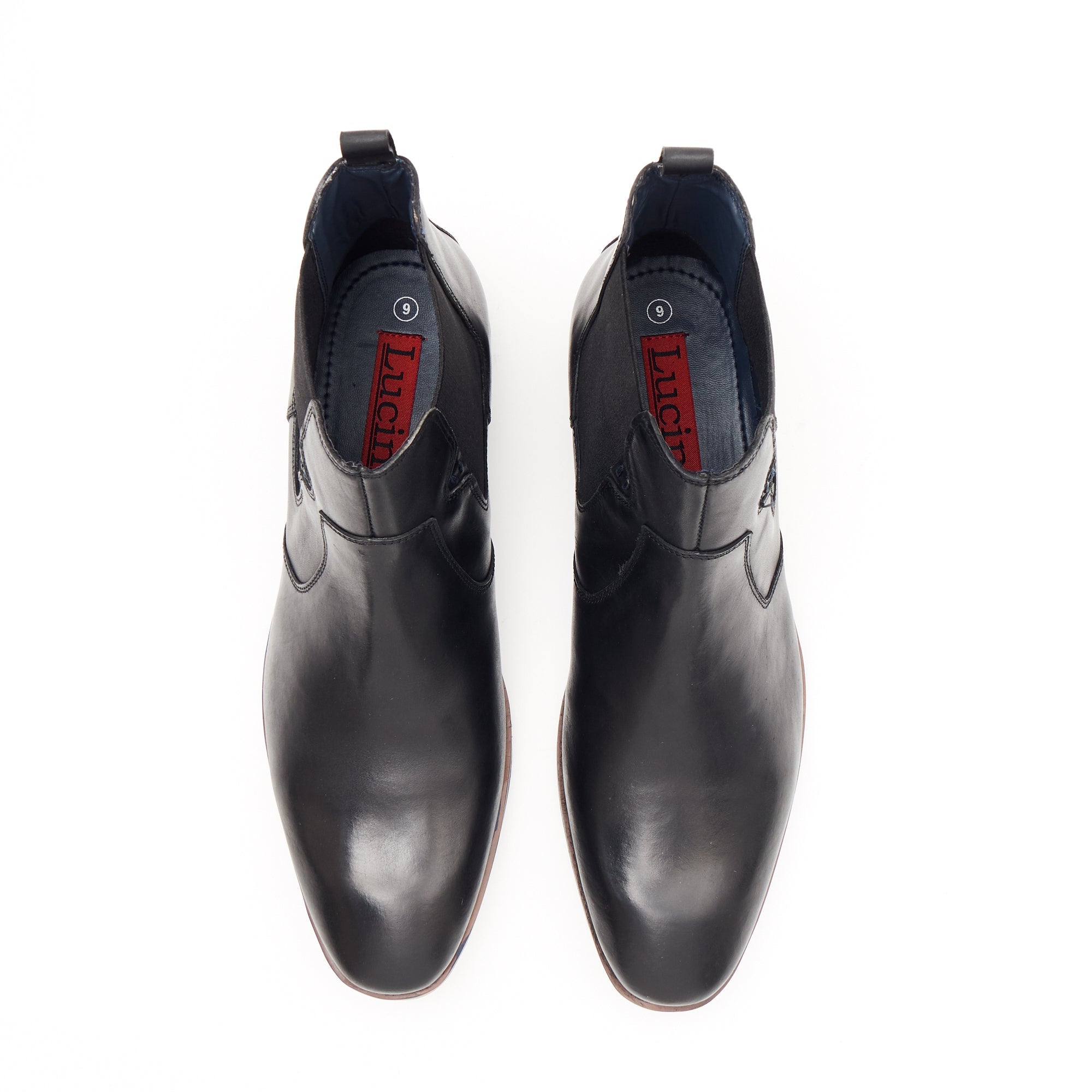 24718 - Leather Slip On Ankle Boots (Black)