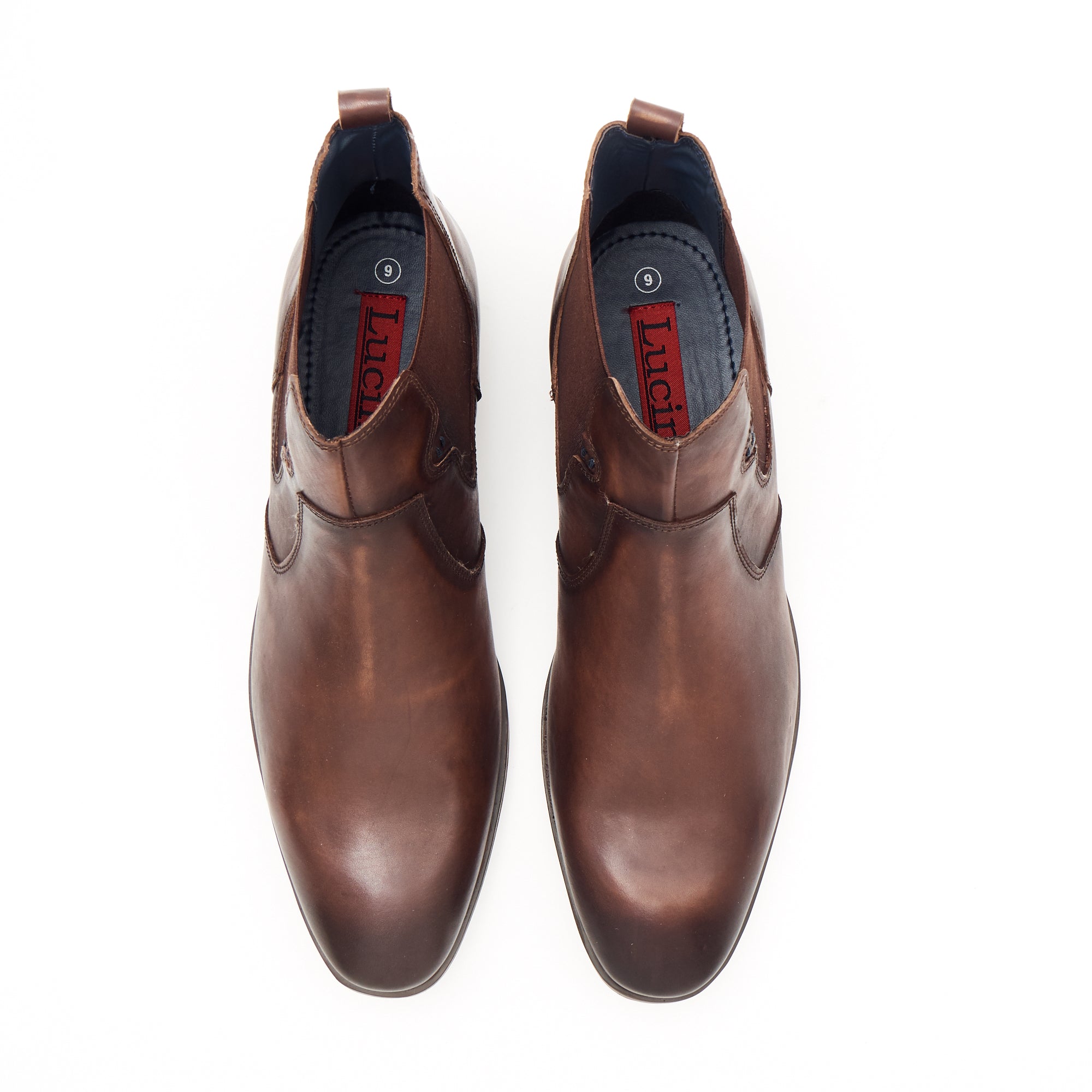 24718 - Leather Slip On Ankle Boots (Brown)