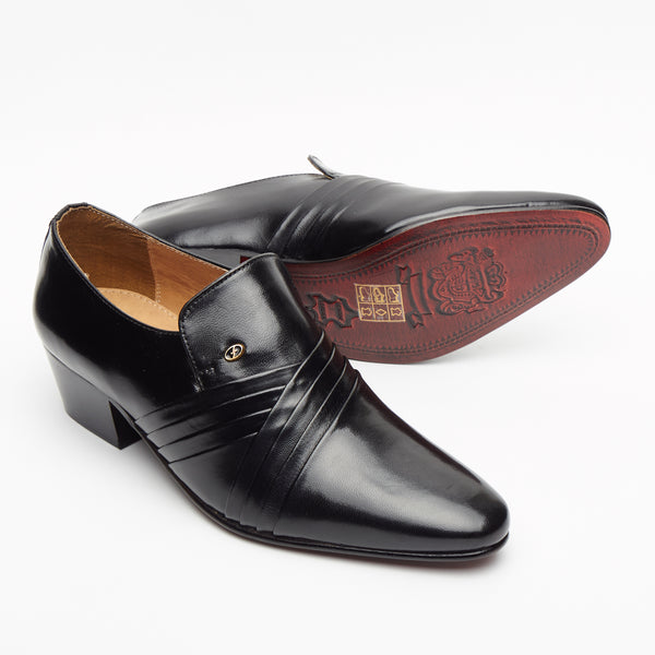 Lucini Men’s Leather Cuban Heel Shoes 26544 – Black