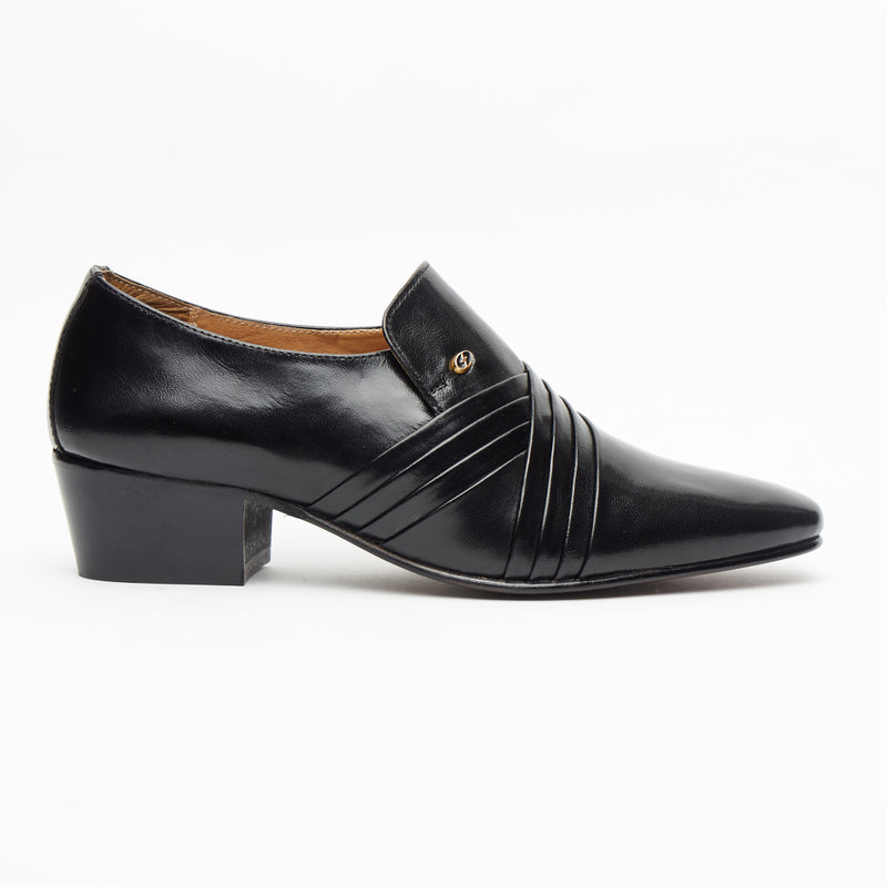 Lucini Men’s Leather Cuban Heel Shoes 26544 – Black