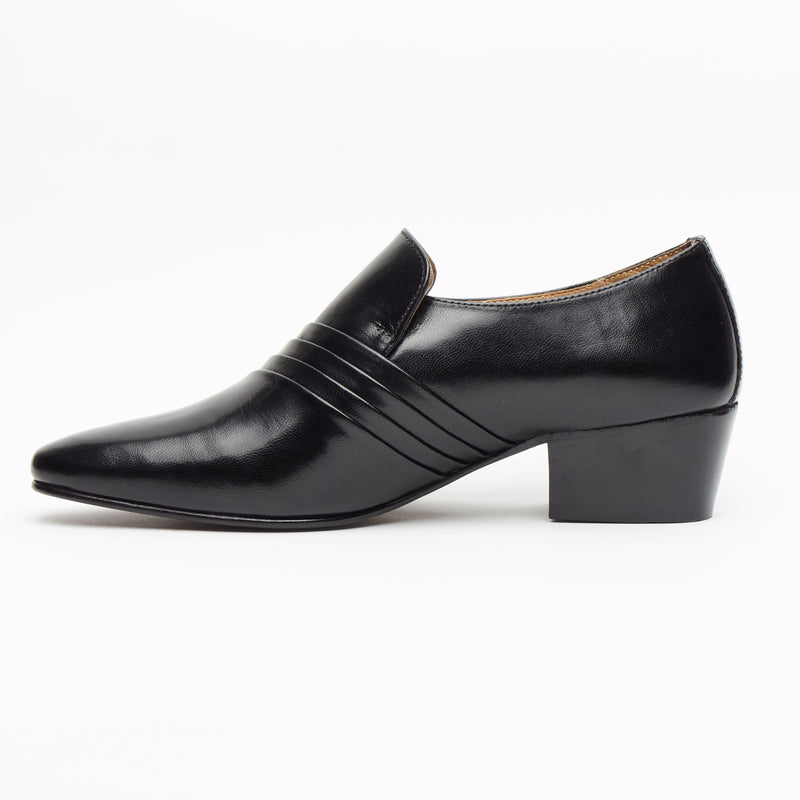Lucini Men’s Leather Cuban Heel Shoes 26544 – Black