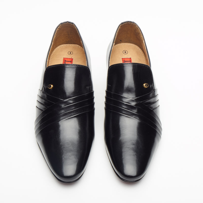 Lucini Men’s Leather Cuban Heel Shoes 26544 – Black