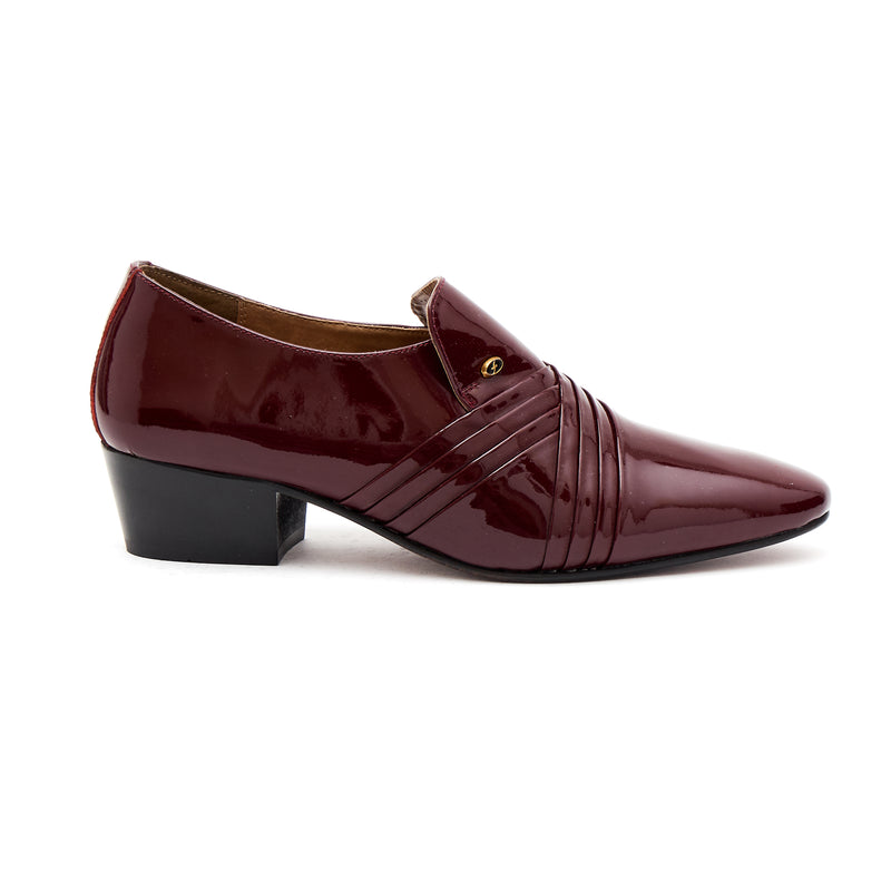 Lucini Men’s Patent Cuban Heel Slip On Shoes 26544 – Burgundy