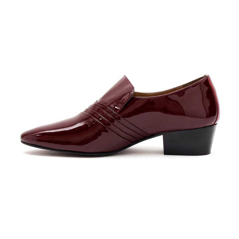 Lucini Men’s Patent Cuban Heel Slip On Shoes 26544 – Burgundy