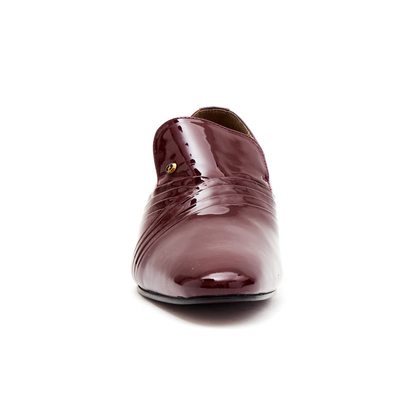 Lucini Men’s Patent Cuban Heel Slip On Shoes 26544 – Burgundy