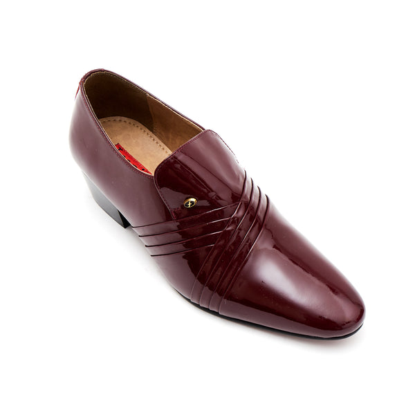 Lucini Men’s Patent Cuban Heel Slip On Shoes 26544 – Burgundy