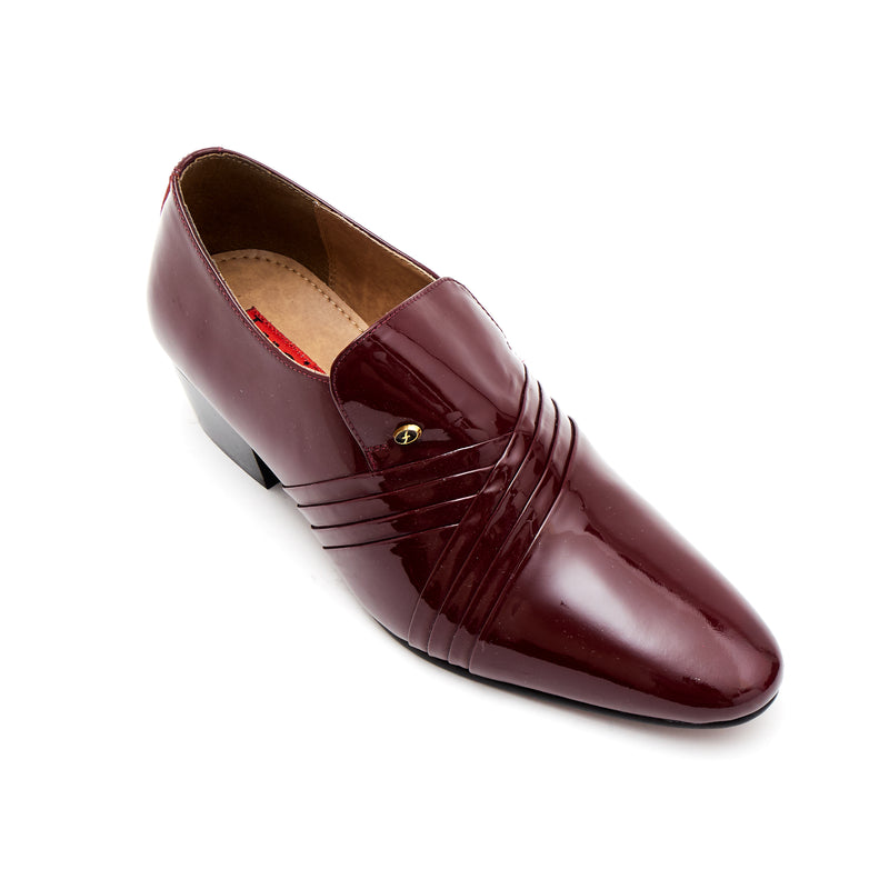 Lucini Men’s Patent Cuban Heel Slip On Shoes 26544 – Burgundy