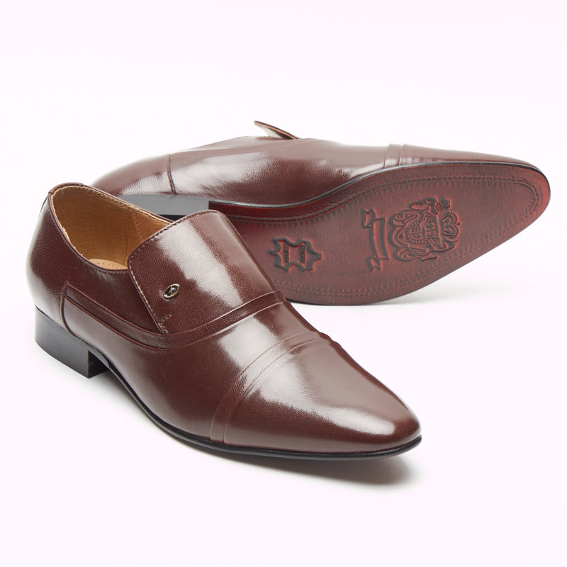 Lucini Men’s Leather Spanish Shoes Patent Leather 33451 – Brown